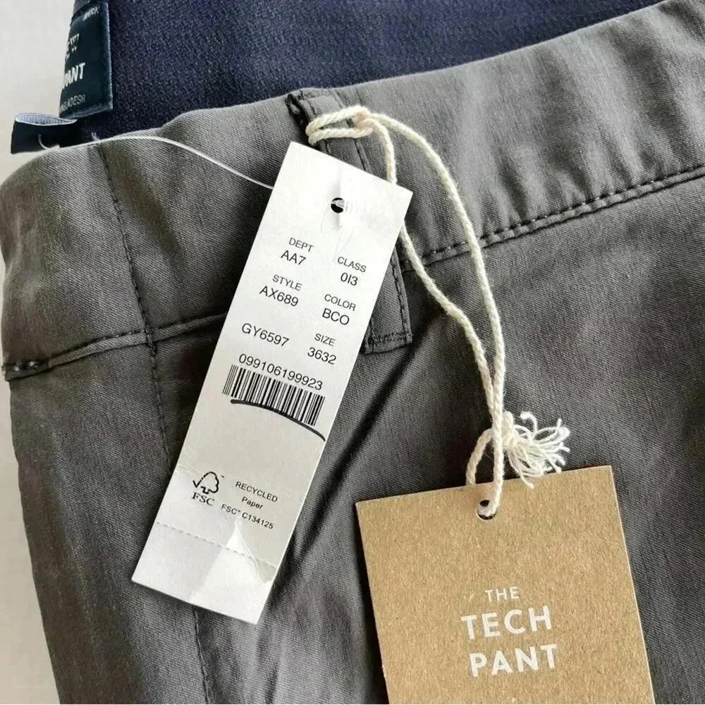 J crew 1040 athletic tapered tech pants Medford coal grey 36x32 NWT
